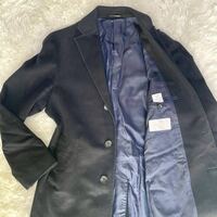 EDIFICE 【紳士の着こなし】エディフィス コート ネイビー 紺色 サイズL位 カシミヤ混