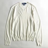 Ue22 Polo Ralph Lauren ポロラルフローレン Vネック ニット セーター 薄手 長袖 コットン100% 無地 Mサイズ レディース 女性服