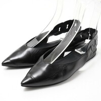 GP8647*イタリア製《HERMES エルメス》Size 36 2023SS Gina ジーナ バレエシューズ シェーヌ・グルメット レザーミュール サンダル 靴 黒