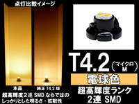 ■T4.2（マイクロM）超高輝度2連SMD-LED球 電球色　エアコン/スイッチ/パネル照明