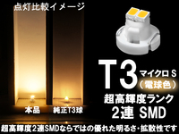 ■T3 (マイクロS) 超高輝度2連SMD‐LED球　電球色　エアコン/スイッチ/パネル照明