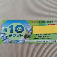 東京ドームシティ 得10チケット 5冊セット(44ポイント) 24年9月末期限