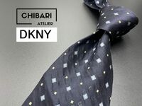 【超美品】DKNY　ダナキャラン　ドット柄　ネクタイ　3本以上送料無料　ネイビー　0501031