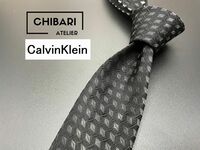 【超美品】CalvinKlein　カルバンクライン　ドット柄　ネクタイ　3本以上送料無料　ブラック　光沢　0503237