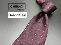 【超美品】CalvinKlein　カルバンクライン　ドット柄　ネクタイ　3本以上送料無料　ワインレッド　0503043