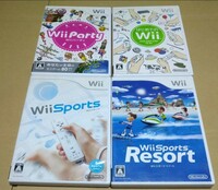 【送料無料】【Wii】 Wii Sports Wiiスポーツ リゾート Wii Party Wiiパーティー はじめてのWii 4点まとめ売り .