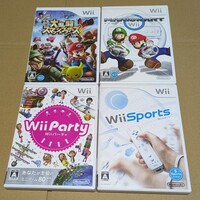 【送料無料】【Wii】 Wii Sports Wiiスポーツ Wiiパーティー 大乱闘スマッシュブラザーズX マリオカートWii 4点まとめ売り バラ売り不可
