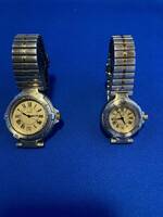 Dunhill ダンヒル ダイバー 腕時計 メンズ＆レディース 2本セット クオーツ アナログ表示 ゴールド文字盤 