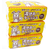 犬用ケア用品◆コジマ　マナーくん 流せるティッシュ ほのかな香り付き 250枚　3個セット　ドライタイプ　KOJIMA
