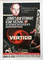 映画ポスター、『めまい』VERTIGO ,`58年USA公開、輸入物、size63.5x96.0, A・ヒッチコック監督、K・ノバク、J・スチャート、主演、