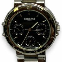 ■稼働品　renoma　レノマ　トリプルカレンダー　6329-G90780　黒文字盤　ボーイズサイズ　レディース　腕時計 ＳＳベルト 新品電池交換済