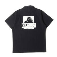X-LARGE エクストララージ シャツ サイズ:M ゴリラロゴ 半袖 ワークシャツ ブラック 黒 トップス カジュアルシャツ ストリート ブランド