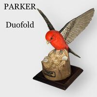 PARKER パーカー Duofold デュオフォールド Scarlet Tanager スカーレットタナガー 万年筆スタンド 店頭展示モデル 木製台座付き 希少品