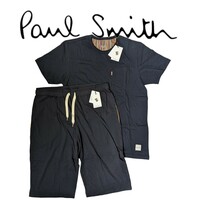 新品 ポールスミス Paul Smith 半袖 Tシャツ ハーフパンツ ショートパンツ L 上下セット マルチストライプ ホームウェア 紺 ネイビー