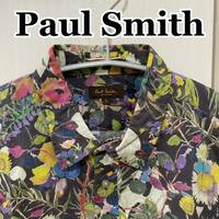ポールスミスコレクション　PaulSmith 花柄シャツ　フラワープリント　ブラック　半袖シャツ　Lサイズ