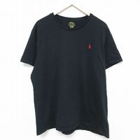 XL/古着 ラルフローレン Ralph Lauren 半袖 ブランド Tシャツ メンズ ワンポイントロゴ 大きいサイズ コットン クルーネック 黒 ブラック 2