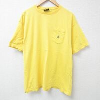 XL/古着 ラルフローレン Ralph Lauren 半袖 ビンテージ ブランド Tシャツ メンズ 90s ワンポイントロゴ 胸ポケット付き コットン クルーネ