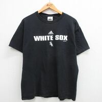XL/古着 アディダス adidas 半袖 ビンテージ Tシャツ メンズ 00s MLB シカゴホワイトソックス ワンポイントロゴ コットン クルーネック 黒