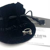 【１円スタート】リング　指輪　JUSTIN DAVIS ジャスティンデイビス　SRJ328　7号　ブラック　925　リボン　ファッション　5D-018