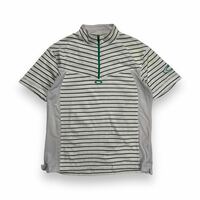 OAKLEY オークリー センターロゴ ハーフジップ 半袖ポロシャツ ゴルフウェア ボーダー ホワイト M