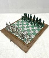 ◯チェスセット　メキシコ土産　石　木　樹脂　タイル◯インテリア チェス駒 チェス盤