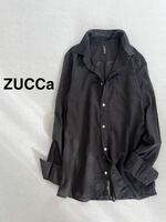 【ネコポス送料230円 2点以上で送料無料】ZUCCa ズッカ リネンシャツ ブラック レディースMサイズ