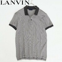 ◆LANVIN ランバン チェック柄 コットン クレリックカラー ポロシャツ S