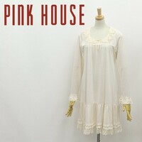 ◆PINK HOUSE ピンクハウス レースフリル ギャザー ティアード ワンピース オフホワイト
