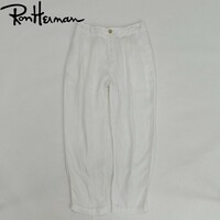 ◆Ron Herman ロンハーマン リネン100％ タック テーパード パンツ 白 ホワイト XS