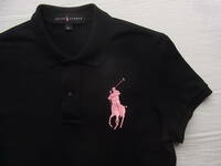 RALPH LAUREN 　ラルフローレン　ピンクポニー　ストレッチ鹿の子素材　ポロシャツ　サイズ M ブラック