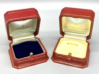 美品 ミキモト MIKIMOTO 高額逸品用 赤皮 リングケース 2個 空箱 指輪 ボックス ジュエリーケース