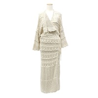 Mame Kurogouchi マメクロゴウチ Floral Watermark Wrap-Front Knitted Dress 透かし編みニットワンピース ガウン 1 MM21SS-KN050