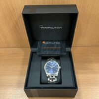 S5152/【稼働品】HAMILTON ハミルトン ジャズマスター H385111 青文字盤 箱付き クォーツ 腕時計 
