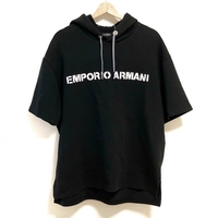 エンポリオアルマーニ EMPORIOARMANI パーカー サイズXL - 綿、ポリエステル 黒 メンズ 半袖 トップス