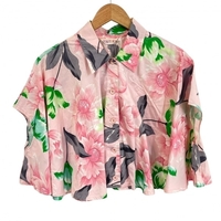ユキトリイ YUKITORII ノースリーブシャツ - ピンク×グリーン×マルチ メンズ 花柄/ショート丈 トップス