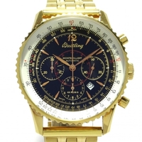 BREITLING(ブライトリング) 腕時計 ナビタイマー モンブリラン H41330 メンズ K18RG/クロノグラフ/社外ベルト 黒×白