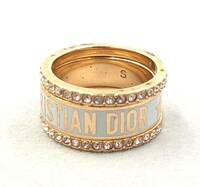 1円～☆Christian Dior クリスチャン ディオール 3連 リング 指輪 Sサイズ 約10号ラインストーン☆レディース アクセサリー コレクション