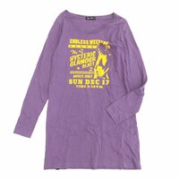 HYSTERIC GLAMOUR ヒステリックグラマー プリント チュニック ロング カットソー F 紫 パープル 日本製 ロンT Tシャツ 長袖 レディース