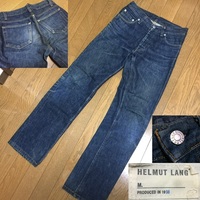 稀少 名作 HELMUT LANG jeans ヘルムートラング イタリア製 初期 1998年製 本人期 インディゴ ボタンフライ 5P デニムパンツ メンズ 28