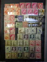 少し古い切手です。年賀切手、国体切手、文化人切手、計５４枚です。全て未使用切手です。
