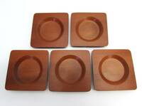 木製 ウッド コースター 茶托 5点セット 正方形 スクエア 茶器 食器 キッチン用品 キッチン雑貨 10×10×1.5㎝ 