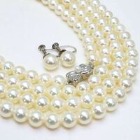 美品!!ソーティング付き!!＊TASAKI(田崎真珠)アコヤ本真珠ロングネックレス・K14WGイヤリング＊m 85.3g pearl jewelry necklace EH5/FB0