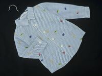 ネコポスOK familiar ファミリア ストライプ アニマル 刺繍 シャツ size90cm/白ｘ青 ■◇ ☆ eac6 子供服