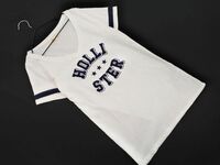 ネコポスOK Hollister ホリスター Vネック ロゴ 刺繍 Tシャツ sizeS/白 ■◆ ☆ eea9 レディース