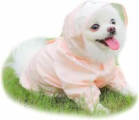 犬 レインコート かわいい ドット柄 犬服 小型犬 中型犬 犬用 カッパ 犬のレインコート 雨具 (L、ピンク)