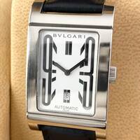 【1円箱付】BVLGAR ブルガリ 腕時計 メンズ AT 自動巻 RT45S レッタンゴロ クロノグラフ ホワイト文字盤 スクエア デイト 可動品