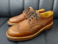美品 英国製 Tricker's トリッカーズ ウィングチップ カントリー シューズ UK 5 1/2 茶 ブラウン 革靴 UK製