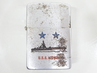 1953 ～ 1955年製 ZIPPO ジッポ U.S.S. MIDWAY ミッドウェイ アメリカ海軍 50's 50年代 シルバー 銀 オイル ライター USA ヴィンテージ