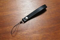 ヌメ革製 本革製 シンプル携帯ストラップ MS2 スマホストラップ ブラック 黒 日本製 ハンドメイド BOSSA