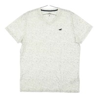 【20397】 Hollister ホリスター 半袖Tシャツ カットソー サイズL ホワイト シンプル Vネック ワンポイント 柄入り メンズ